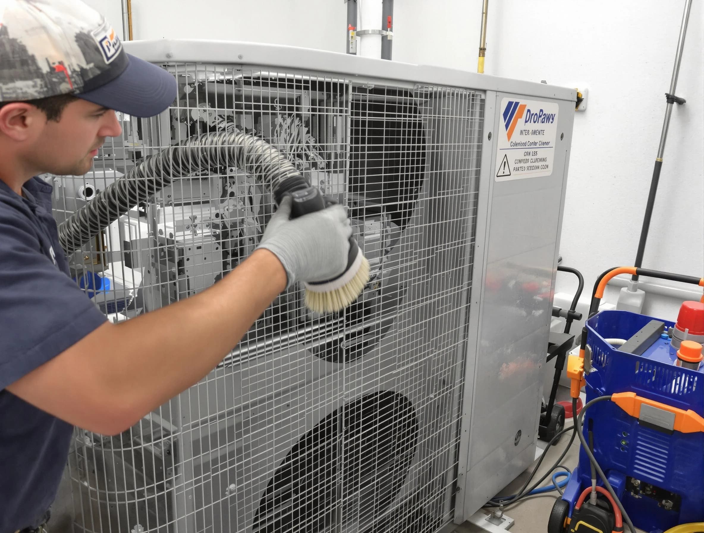 Sheridan Air Duct Cleaning specialist performing precision AC coil cleaning for improved system performance in Sheridan