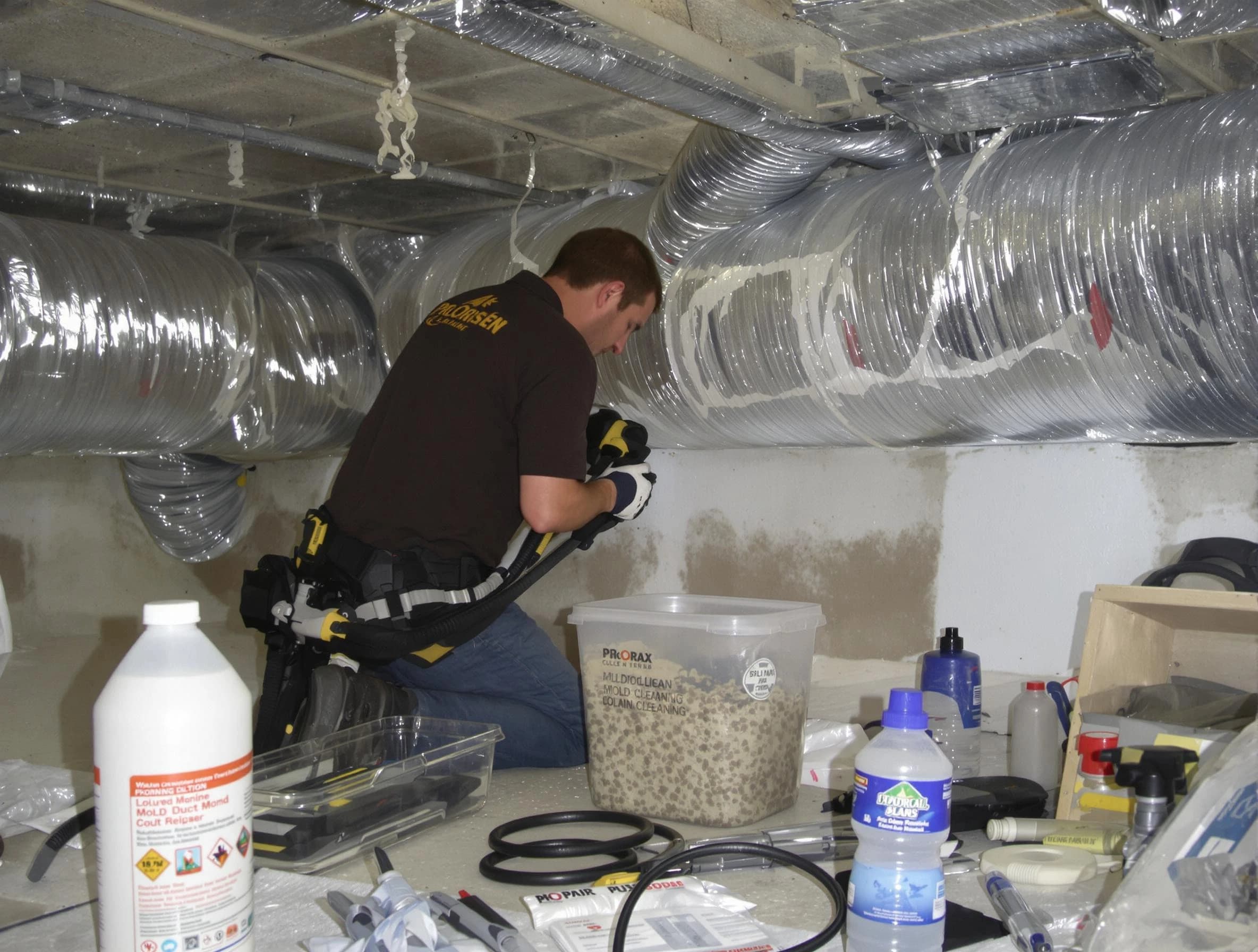 Sheridan Air Duct Cleaning specialist performing professional mold removal from air ducts in Sheridan