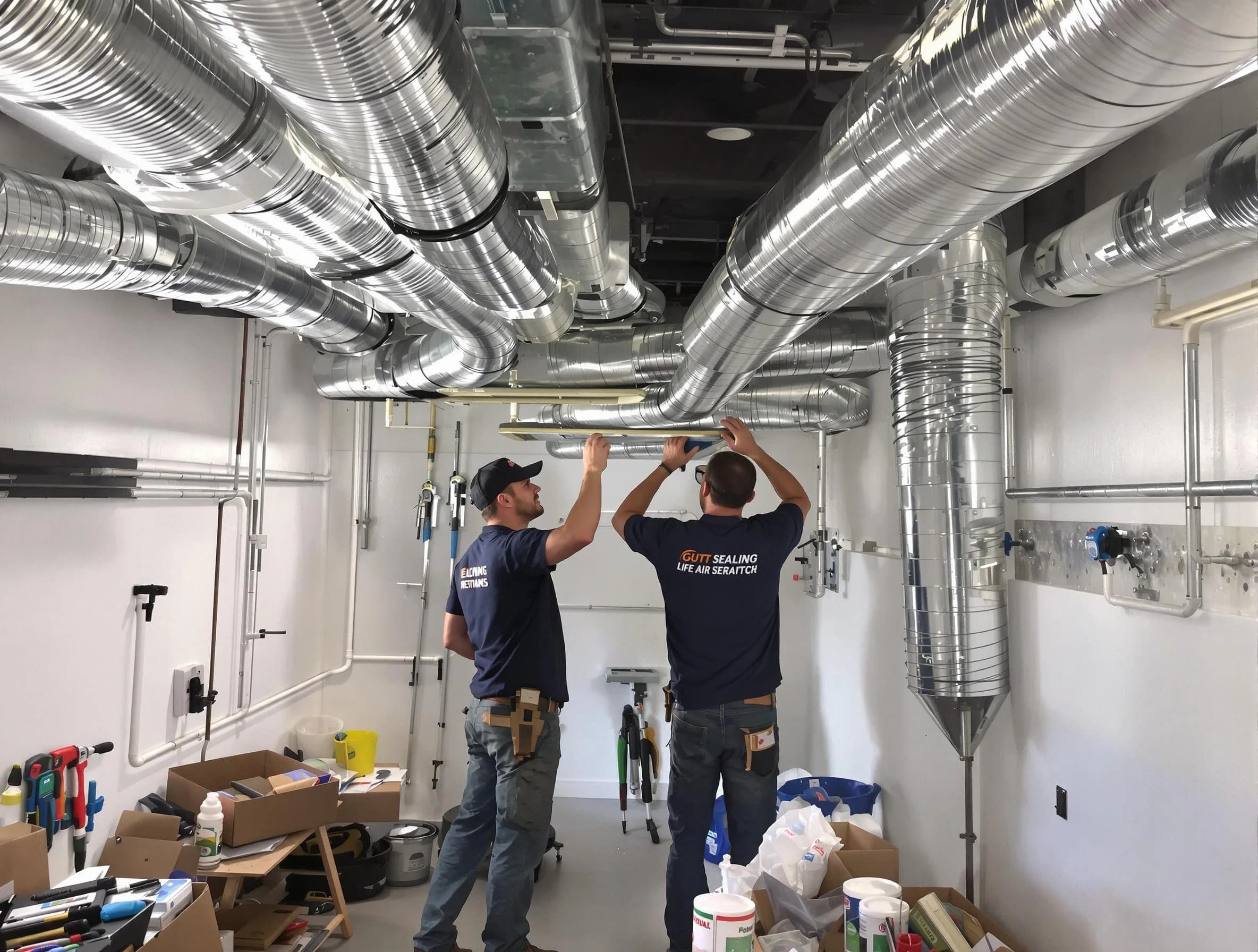 Sheridan Air Duct Cleaning technician applying professional duct sealing solutions in Sheridan