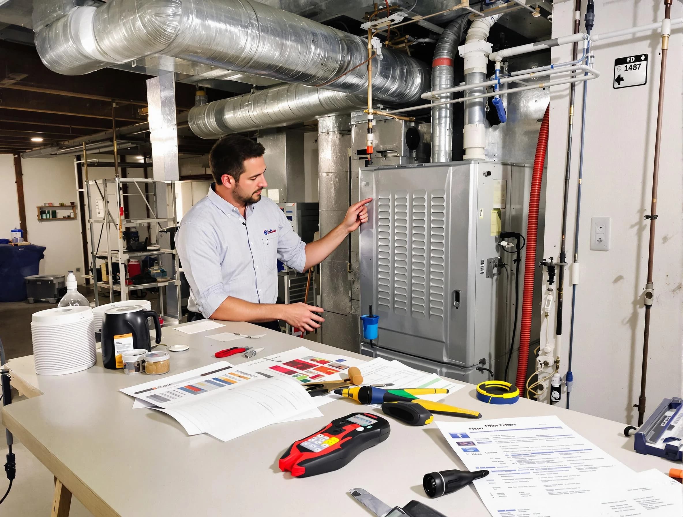 Sheridan Air Duct Cleaning inspector conducting detailed filter system evaluation using professional diagnostic tools in Sheridan