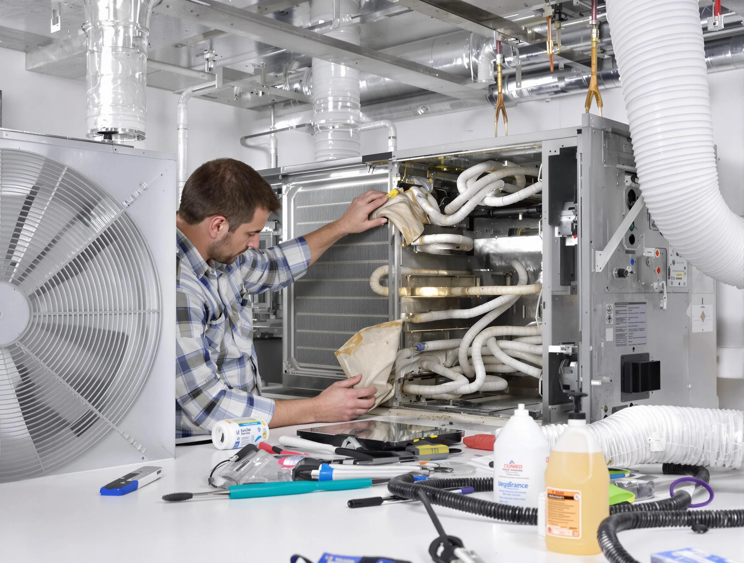 Sheridan Air Duct Cleaning specialist performing precision AC coil cleaning in Sheridan