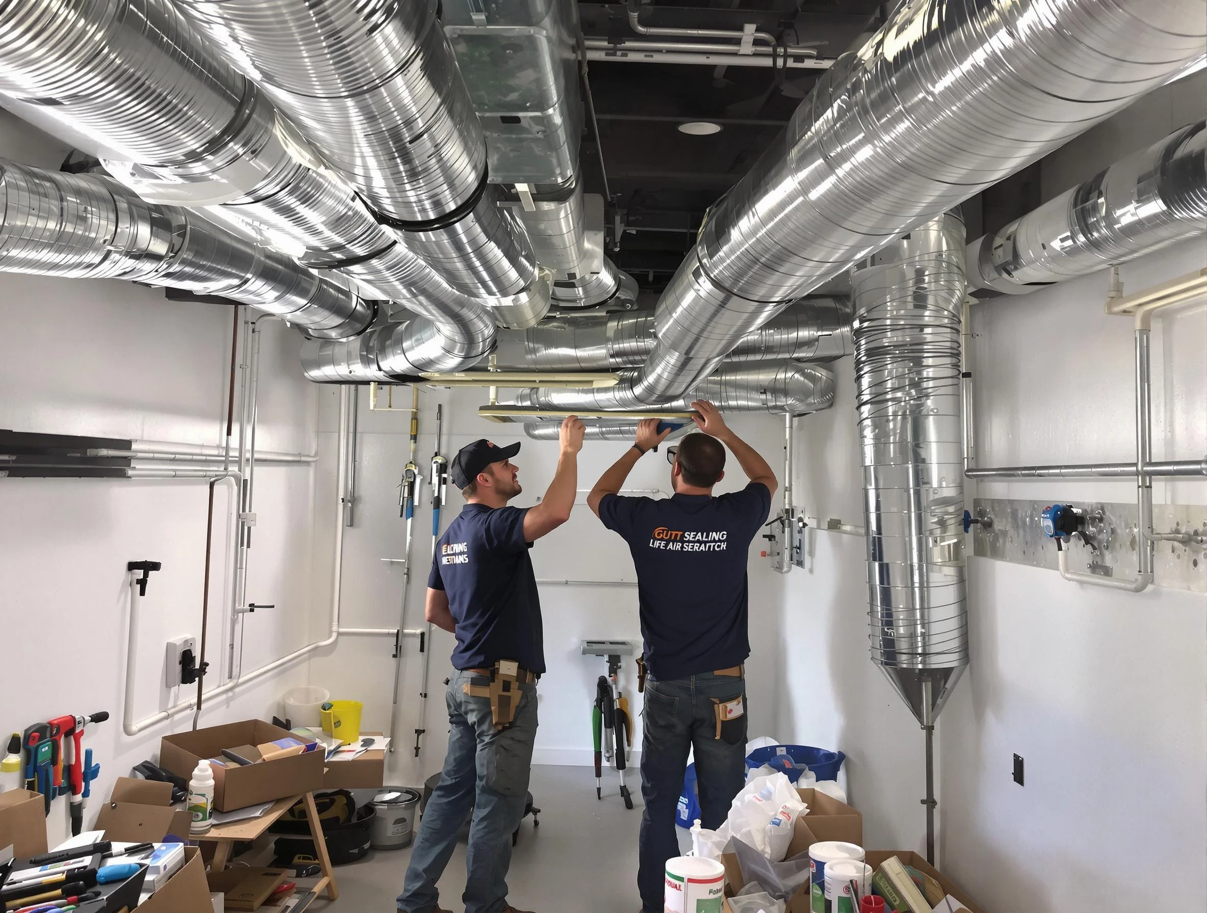Sheridan Air Duct Cleaning technician applying professional duct sealing solutions in Sheridan