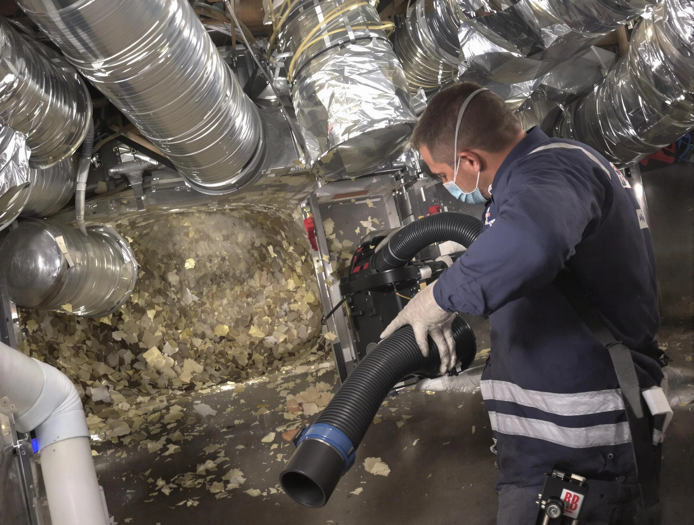 Sheridan Air Duct Cleaning specialist operating negative pressure cleaning equipment for thorough duct maintenance in Sheridan